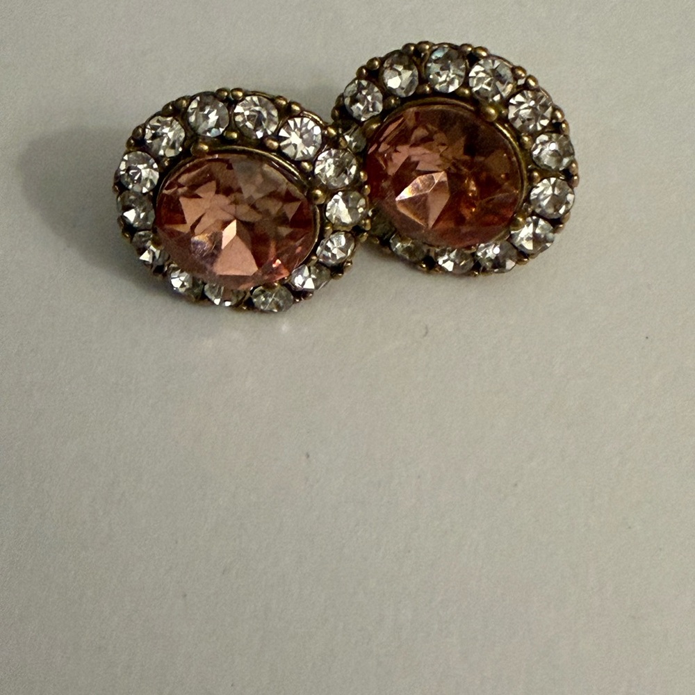 J. Crew Rose and Gold Crystal Stud Earrings